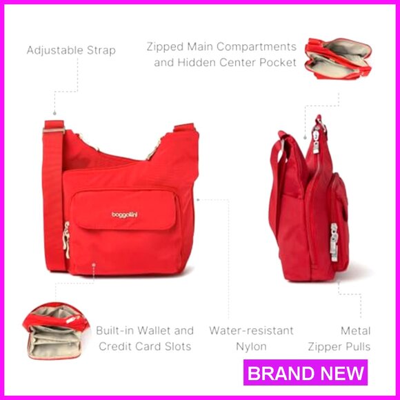 Lightweight Nylon Crossbody Bag with Adjustable Strap & Wallet Pocket - Picture 3 of 7